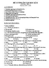 Đề cương ôn tập học kì II- Môn Hóa học 8 - Năm học 2019-2020